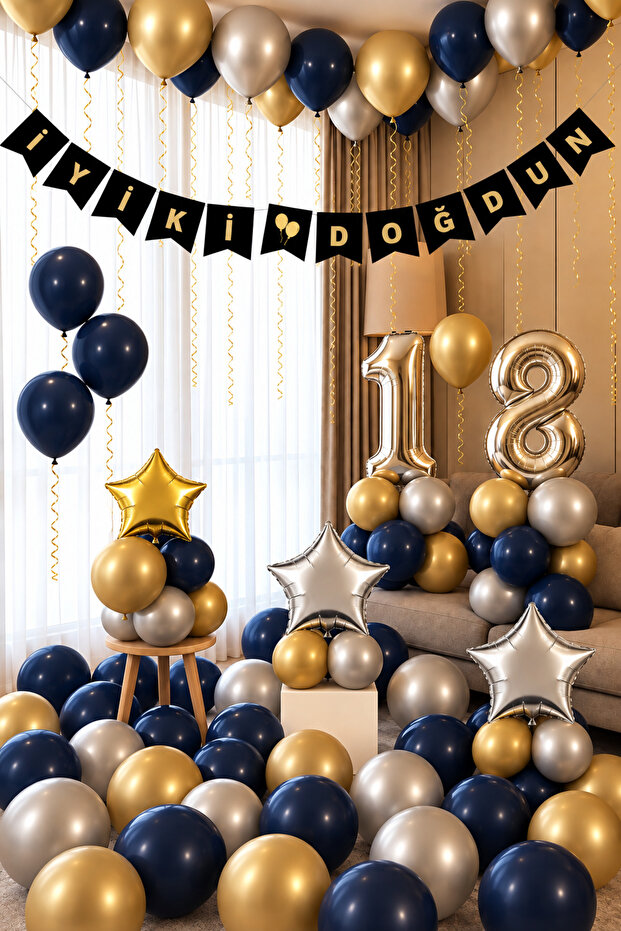 18Th Birthday Special Balloon Party Decorations or Chain Silver Gold Black Balloon Birthday Set