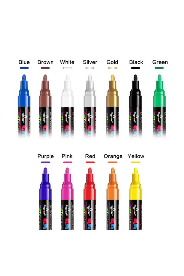 12colors 12/18/24Pcs/Set Acrylic Graffiti Marker for Fabric, Canvas, Rock, Glass, Wood, Medium Tip,