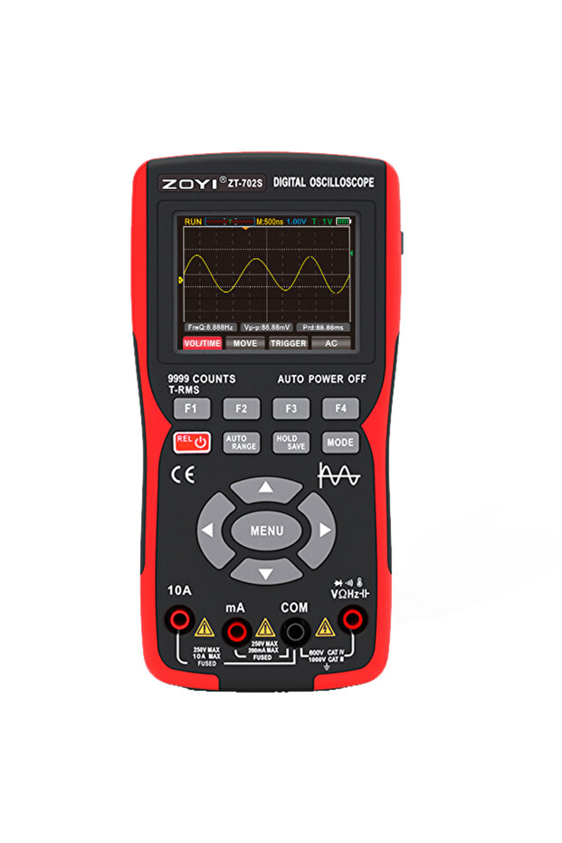 black ZOYI ZT-702S 2 in 1 Handheld Digital Automotive Oscilloscope Multimeter, Single Channel 10MHZ