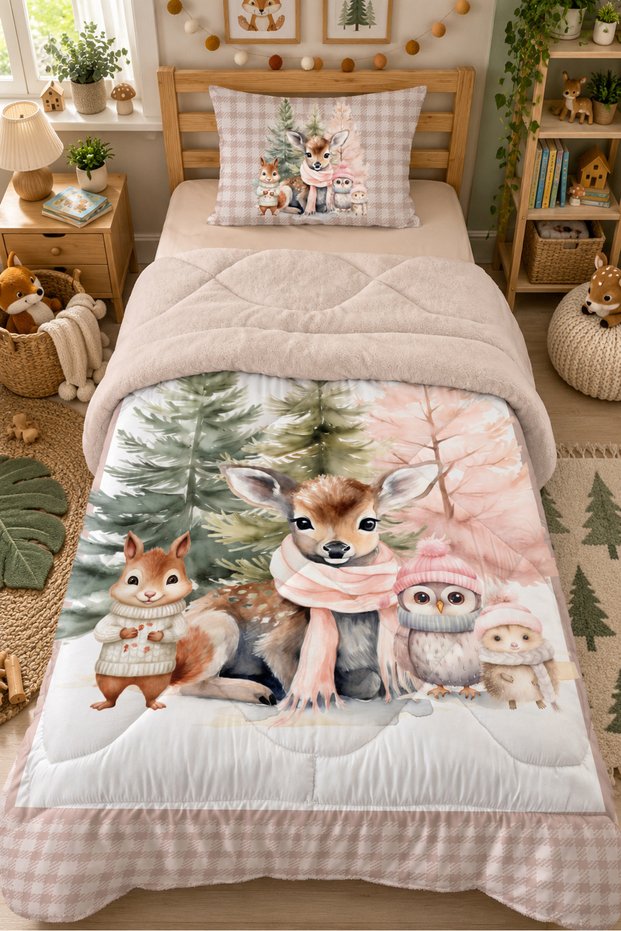 Double Sided Patterned Quilted Quilt - Single Sleeping Set