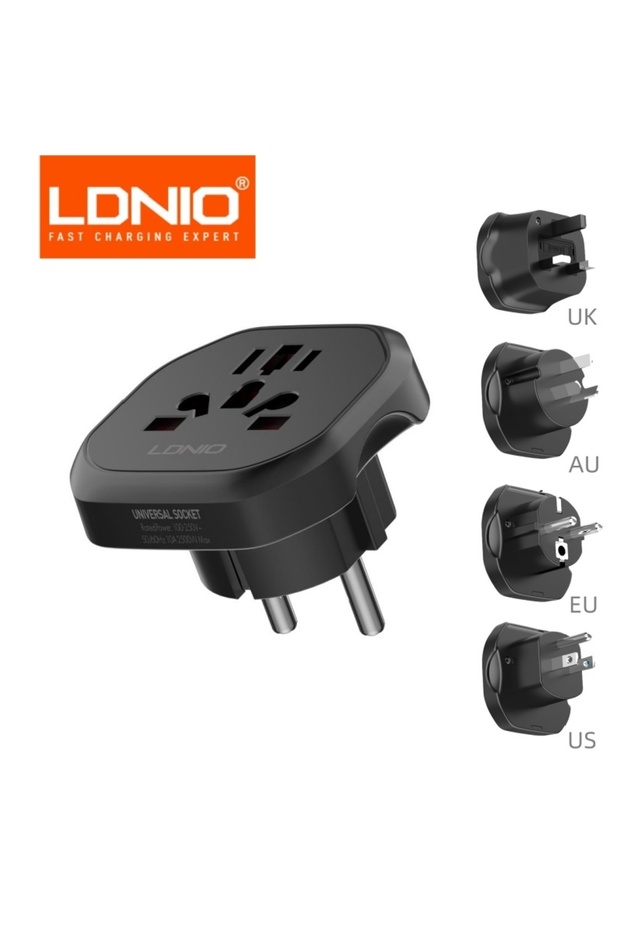 EU Plug black LDNIO Universal Travel Multi Adapter US UK AU CN KR EU Plug Converter To Universal Wal
