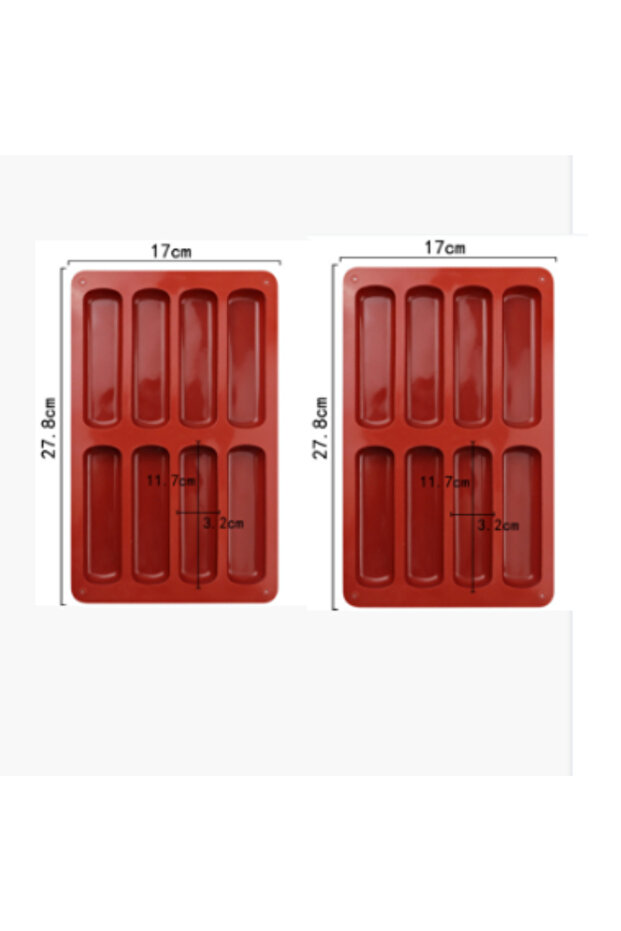2PCS 8 Cavity Silicone Cake Mold 3D Long Strip Silione Molds Mousse Cake Silicone Baking Molds Frenc