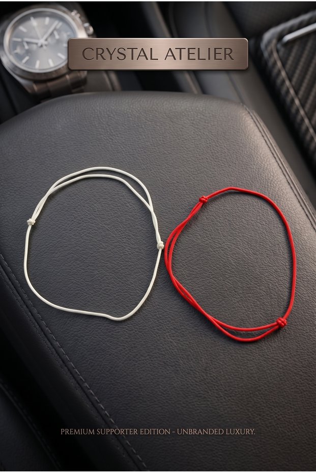 Red and White Slide Lock Knitted Rope Macrame Fan Bracelet