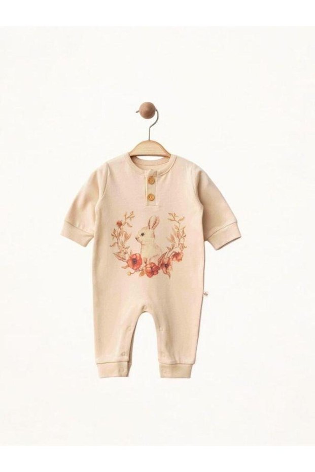 Baby Rabbit Patterned Organic Jumpsuit