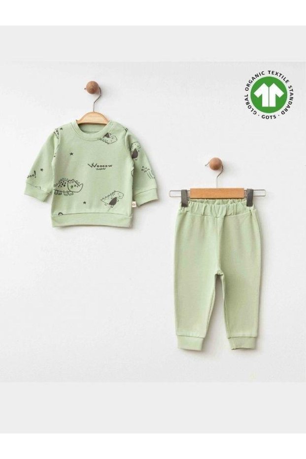 Baby Boy Dinosaur Printed Organic Tracksuit Set