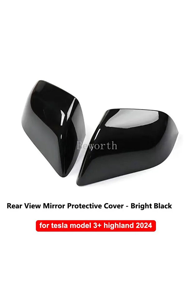 Bright Black For Tesla Model 3 Highland 2024 Rear View Mirror Protective Cover Carbon Fiber ABS Rear