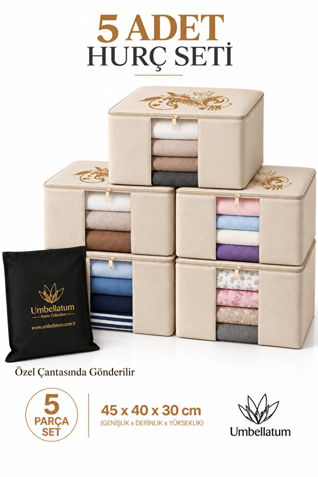 5 Pieces - Windowed Sweater Clothing Bag 45 X 40 X 30cm