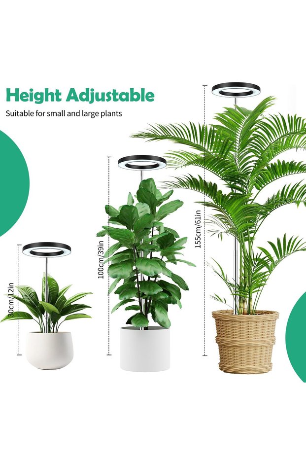 0-5W LED Chip black changeable Plant Grow Light, Height Adjustable with Auto On/Off Timer 3H/9H/12H,