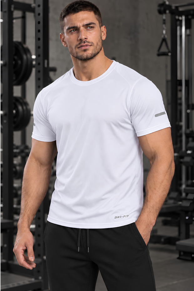 Men's Moisture Absorbing Quick Dry Athletic Technical Performance Sports T-shirt Drıfıt-shortcut