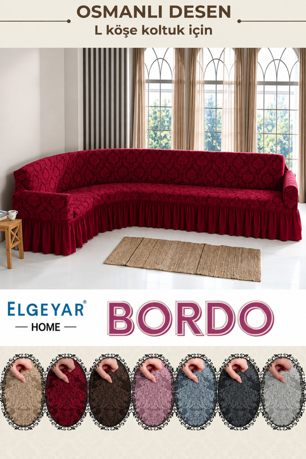 Jacquard L Corner Sofa Cover ,Sofa Cover Shawl Pattern (350cm)