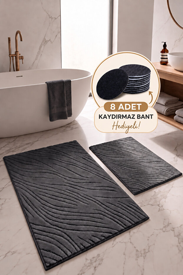 Bathroom Mat Set of 2 | Machine Washable | Stain-Resistant Toilet Set 60X100-40X60Cm