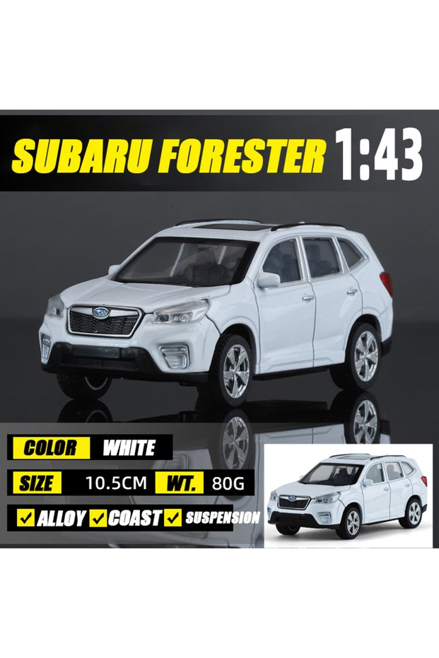 Forester White 2025 1/43 Scale Subaru Forester WRX STI Sports Cars Alloy Diecast Metal Classic Model