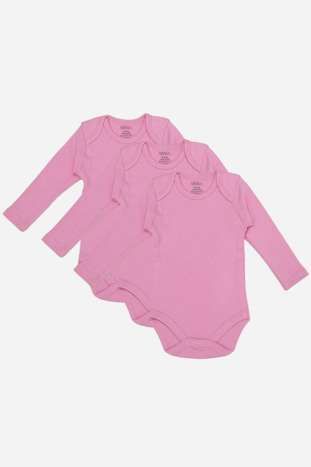 # Soft Quality 100% Organic Cotton 3-Piece Pink Long Sleeve Baby Snap-On Bodysuit