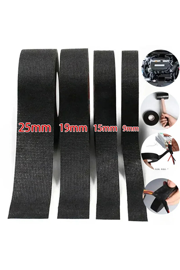 25mm 30M -(2 roll) Black Black Electrical Insulating Tape Fabric Adhesive Tape Automotive Cloth Tape