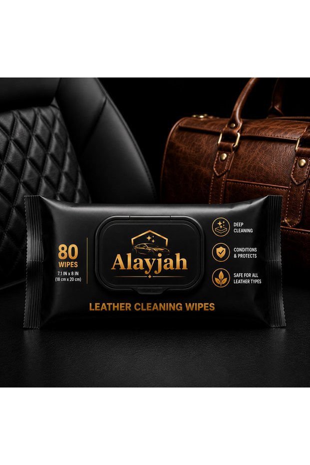 Premium Leather Cleaning Wipes, 80 Sheets, Keep It Clean and Healthy, Easy to Use, Dashboard and Seat Cleaning, Quick Dry, Protect from Crack and Damage, for Car Shoes Furniture 10200010
