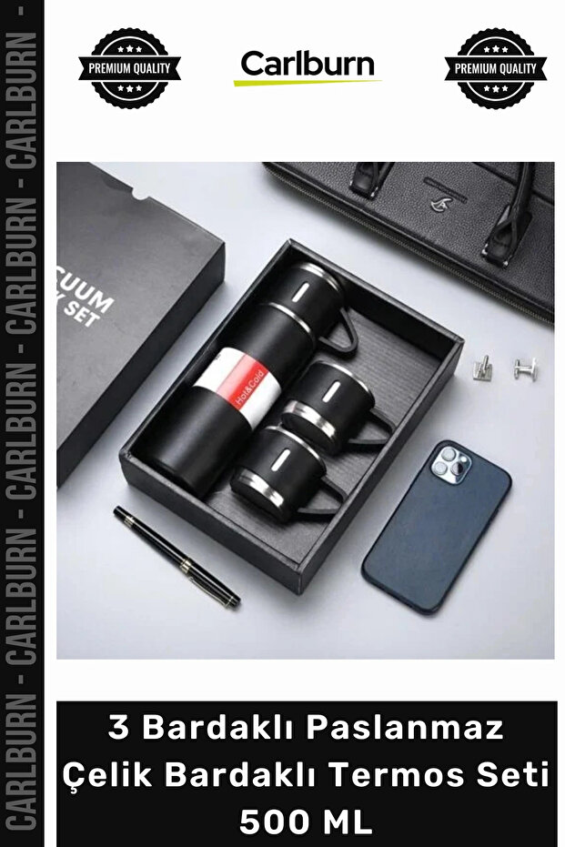 # Thermos 304 Quality Leak-Proof Heat Insulated Thermos Set with 3 Stainless Steel Cups 500 ml