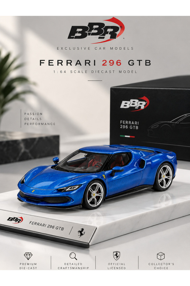 1/64 بي بي آر فيراري 296 جي تي بي بلو كورسا