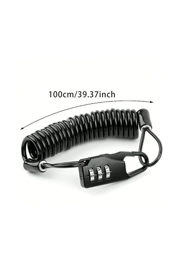 black Motorcycle Bicycle Helmet Locks Durable Steel Wire Anti-theft Cable Digital Password Lock Port