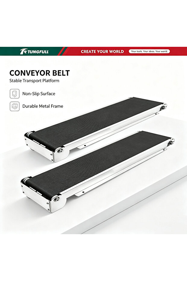 460mm Inclube Power TUNGFULL Mini 460mm Conveyor Belt with Stainless Steel Frame PU Belt for 24V Ven