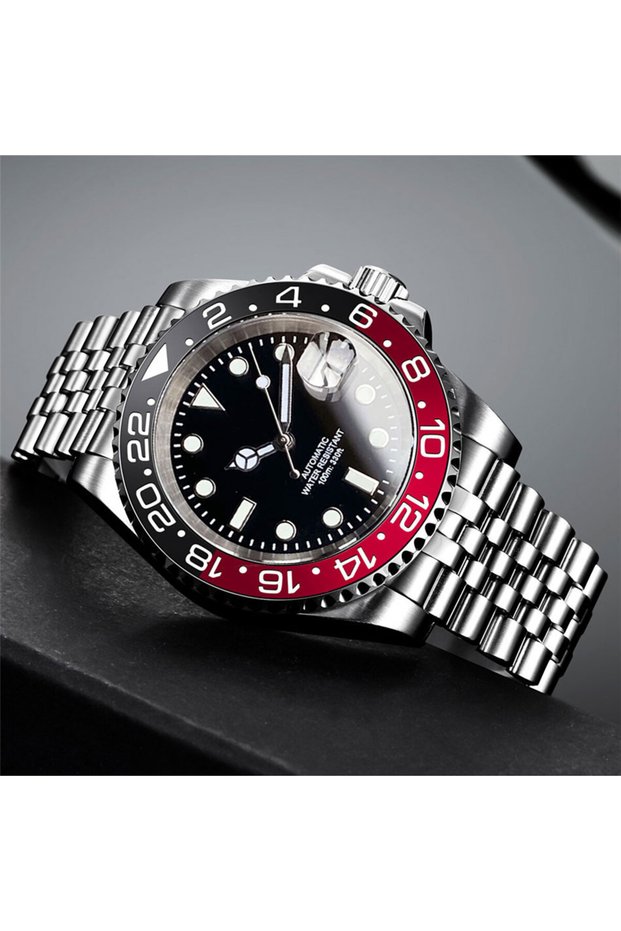 glass(visible) back jubilee-black red 200m Waterproof Miyota8215 Automatic Men Watch Diver Watches 4