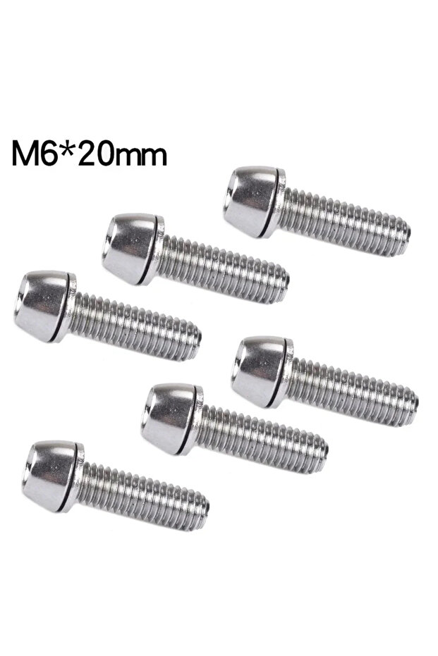 6pcs M6X20 Stainless Steel M5/M6 MTB Bike Handlebar Stem Screws Hexagon Bolt Screws for Bicycle Hand