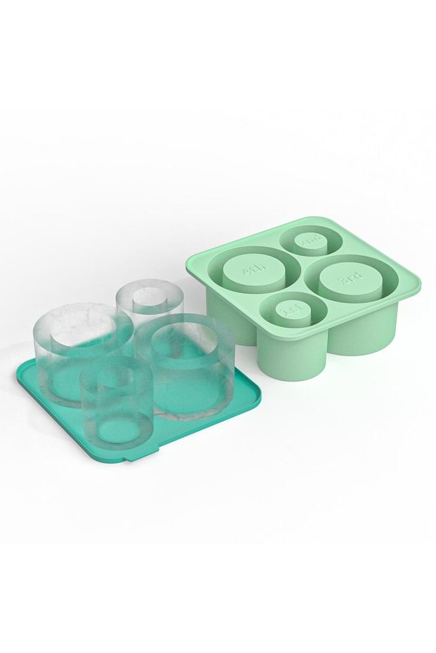 green Ice Cube Mold for Stanley Cup Tumbler 20oz 30oz 40oz,Silicone Cylinder Ice Cube Tray with Lid,