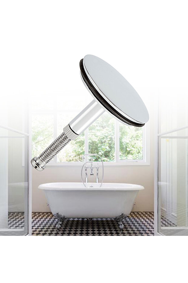 WHITE Silver 43mm Bathtub Drain Stopper Bathroom Bath Tub Sink Waste Pop-Up Plug Easy To Use and Ins