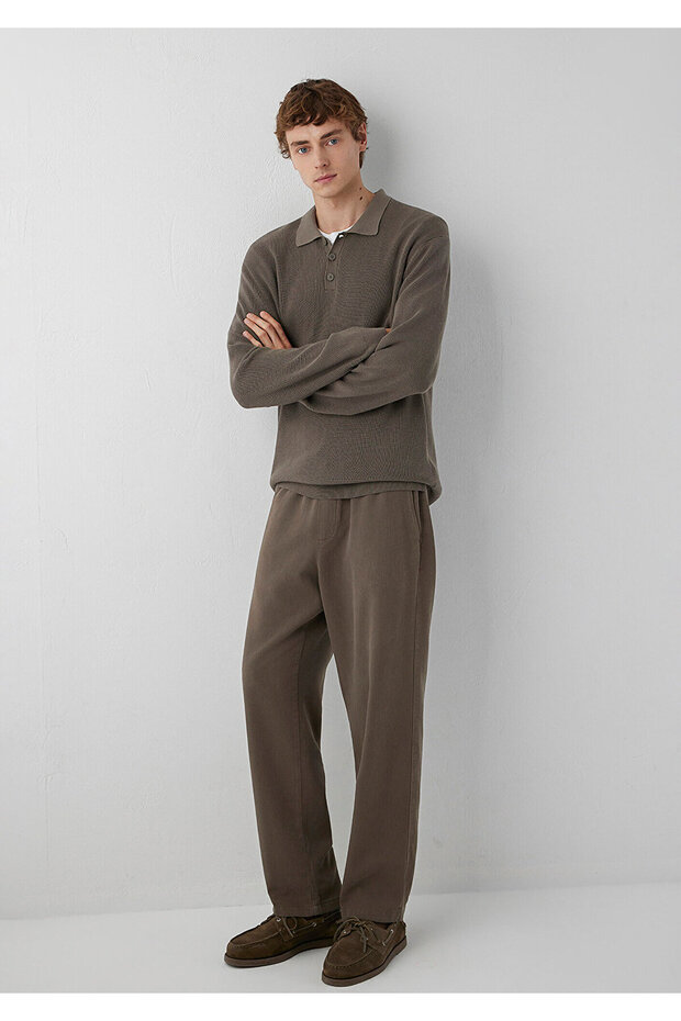 Linen (Tencel) ™ ) Lyocell Blended Brown Jogger Pants 0010628-70376