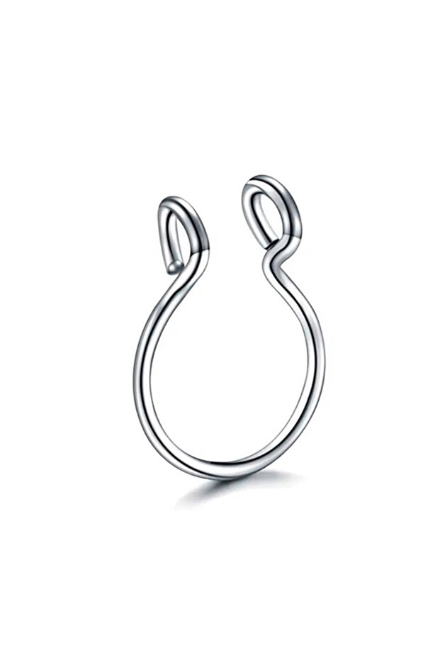 silver 1Pc/5pcs Set Horseshoe Fake Nose Ring False, U Shaped Nath False Septum Rings, 316L Stainless