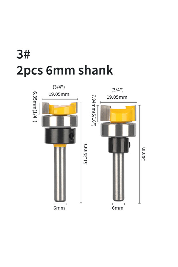 2pcs 6mm shank 6MM 6.35MM 8MM D19.05MM Pattern Router Bit Woodworking Milling Cutters for Wood Bit F