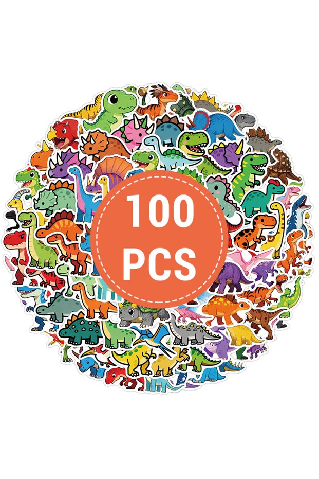 100PCS-TZ-461 100PCS Dinosaur Stickers Set Cute Cartoon Animal Decals Vinyl Waterproof for Scrapbook