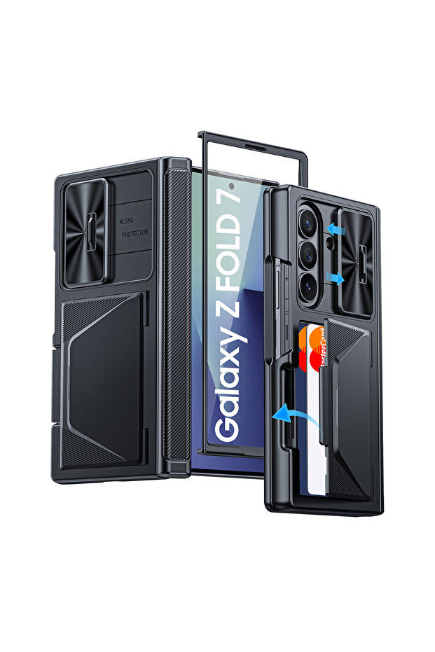 Galaxy Z Fold7 black Global Carnival Festival,for Galaxy Z Fold 7 Case,RFID Wallet with Cards Holder