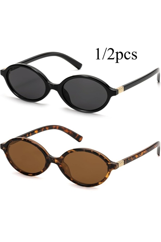 2pcs tb 1/2pcs Men's Vintage Oval Sunglasses 90s Y2K Designer Style