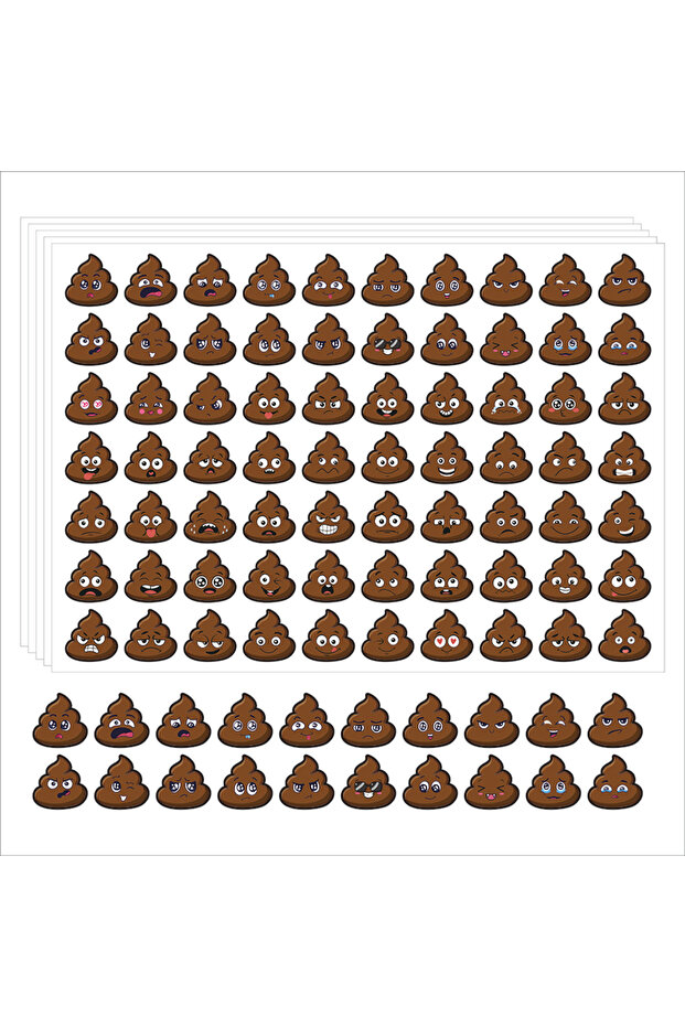 BROWN 350 Pcs Poop Stickers, 5 Sheets, Waterproof DIY Labels for Scrapbooks, Planners, Packaging, Cr