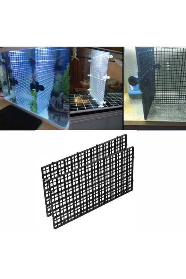 شبكة ترشيح قاع حوض السمك 30x30 سم، شبكة ترشيح بلاستيكية سوداء، فاصل شبكي أسود