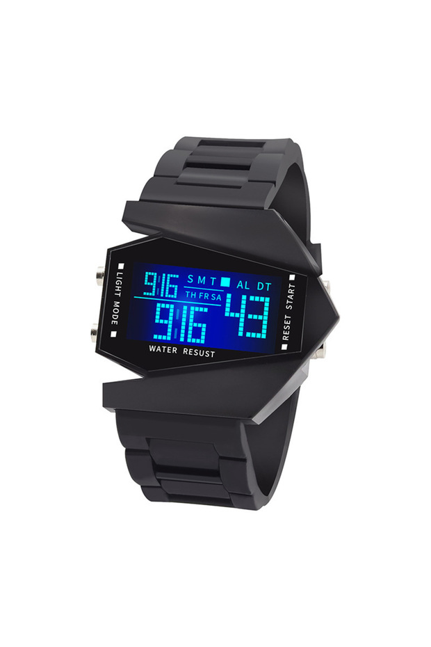 Black New Creative Digital Watches for Kids Luminous Wateproof Silicone Strap Sports Watch Multifunc