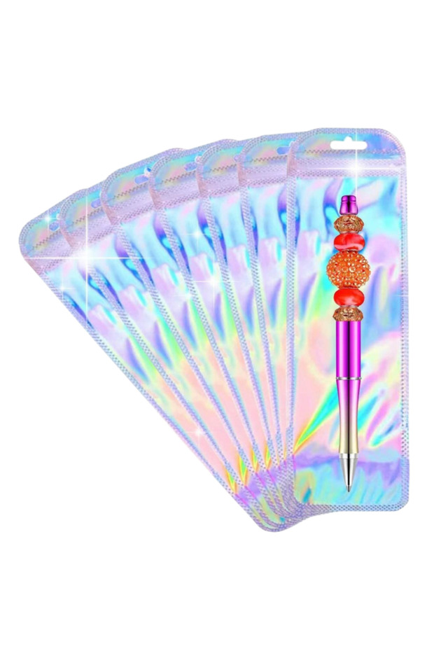 6.5x24cm none Silver 50pcs Holographic Laser Zipper Gift Bag, Resealable Packaging Bag for Small Bus