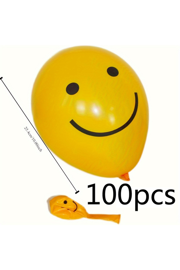10inch 100pcs 100/50 Smiling Party Balloons 10 Inch Cartoon Yellow Smiling Face Balloon for Birthday