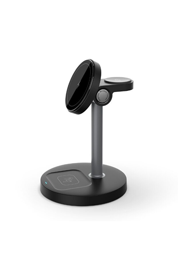 VIKEFON black 3 In 1 Magnetic Wireless Charger Adjustable Stand For iPhone 16 15 14 13 Pro Max iWatc