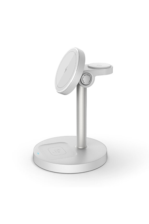 VIKEFON WHITE 3 In 1 Magnetic Wireless Charger Adjustable Stand For iPhone 16 15 14 13 Pro Max iWatc