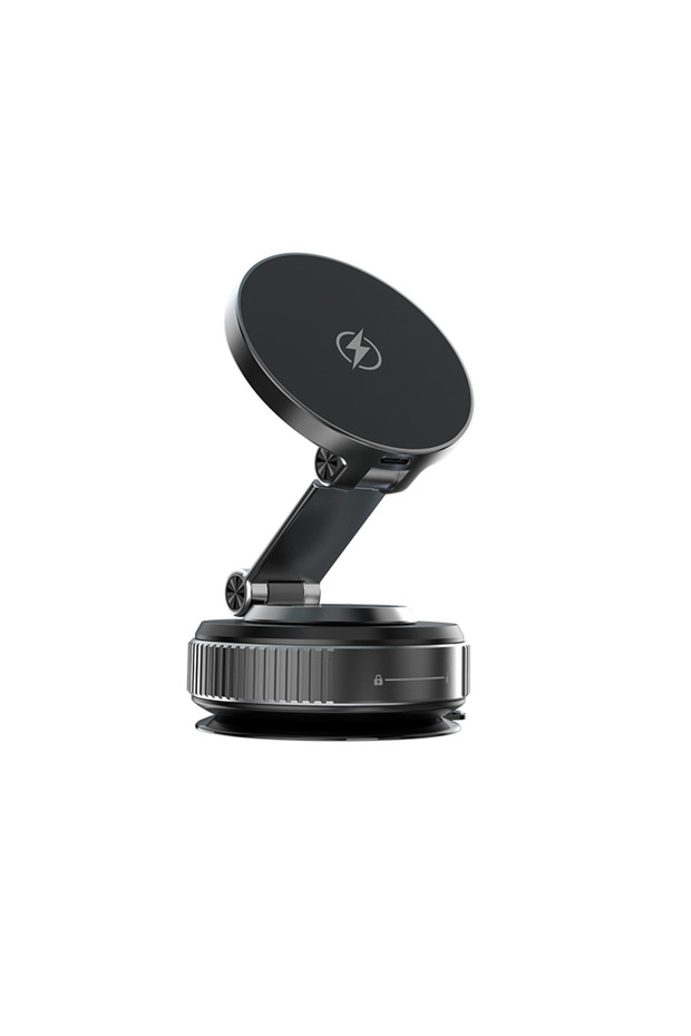 black Magnetic Wireless Charger Holder Vacuum Phone Stand for Magsafe iPhone 16-12 Pro Max 360° Adju