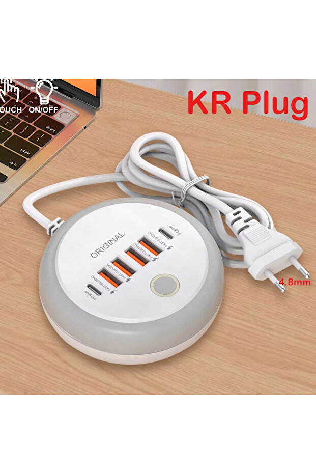 KR White 50W USB Charger Multi Ports Power Strip Socket Fast Charging Travel Charger For iPhone Sams