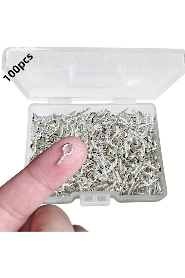 100pcs Mini Screw Eye Pin Pegs 8 X 4mm Hooks Self-Tapping Screws for Arts & Crafts Cork Top Bottles