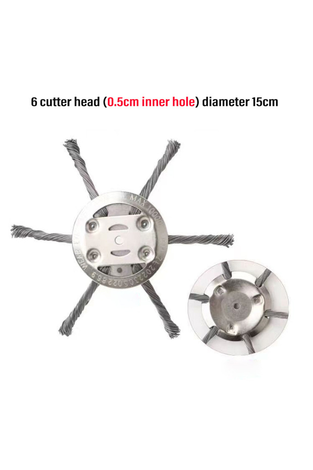 6 head Weed Brush Head Steel Wire Wheel Grass Trimmer Head Removal Moss Rust Lawn Mower Grass Brush