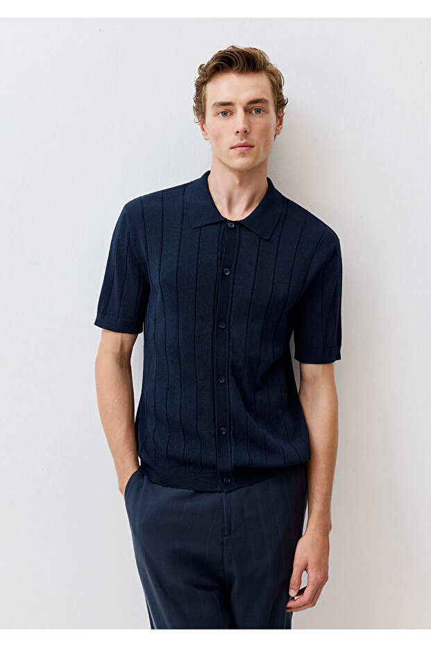Navy Blue Knitwear Polo 0710309-70490