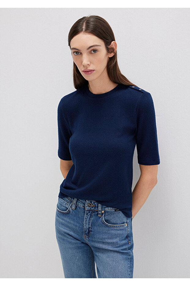 Navy Blue T-Shirt Fitted / Bodycon Fit 1613332-82318