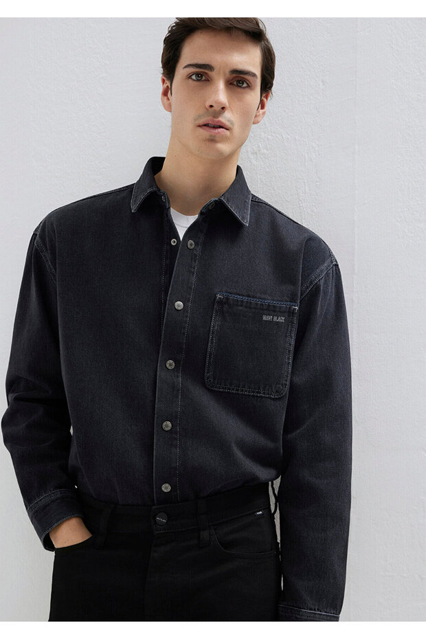 Aidan Black Anthracite Jean Shirt Regular Fit / Normal Cut 0210588-85622