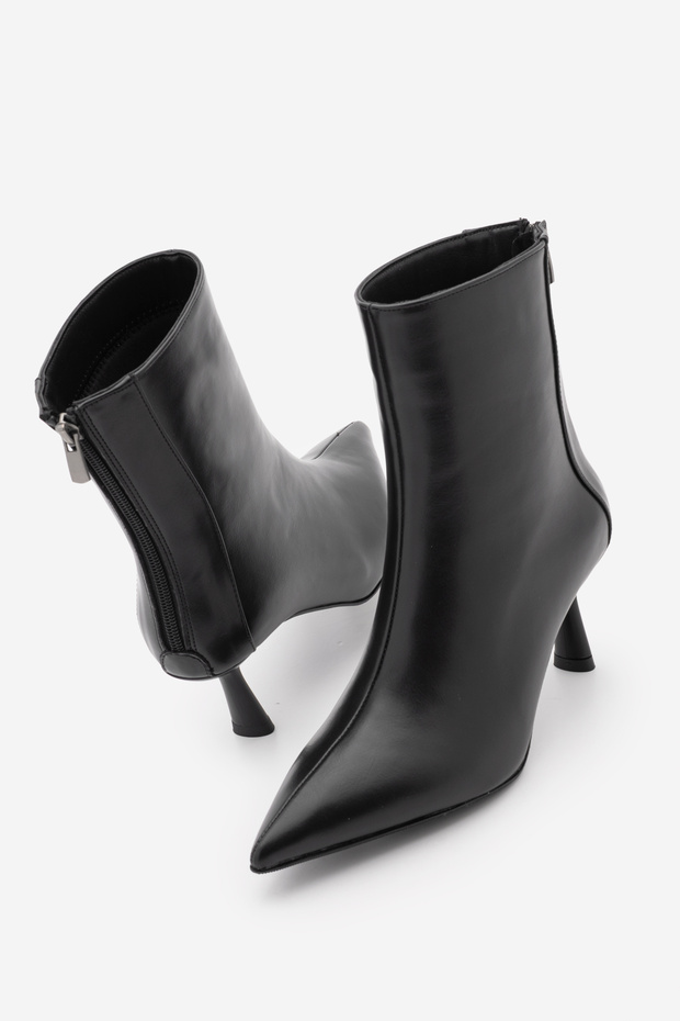 Women's Heeled Boots&bootie Pointed Toe Goblet Heel Back Zipper Tisa black