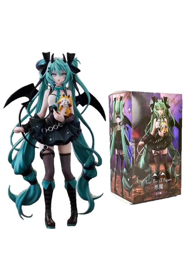 With box In Stock Anime Hatsune Miku 19CM Little devil raccoon Kawaii Action Figure PVC Doll