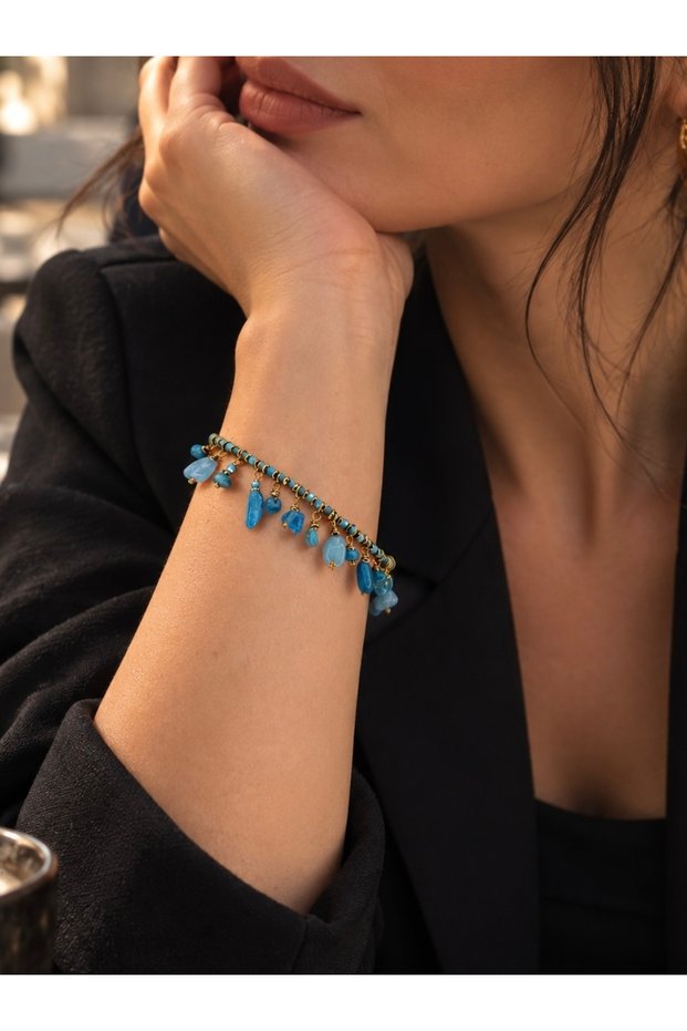 Blue Bracelet with Apatite and Akumarin Stones